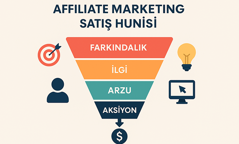 Affiliate marketing satış hunisi.